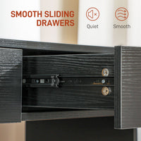 Makeup Vanity Desk Set with Stool, Dressing Table with LED Lighting Mirror, Drawers, for Bedroom, Black