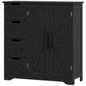 Bathroom Floor Cabinet, Farmhouse Bathroom Storage Cabinet with Adjustable Shelf, Black