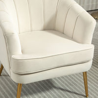 Fabric Armchair, Modern Accent Chair with Gold Metal Legs for Living Room, Bedroom, Home Office, Cream White