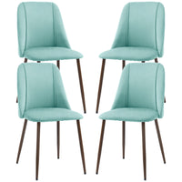 Upholstered Dining Chairs Set of 4, Velvet Accent Chair with Back and Wood-grain Steel Leg for Kitchen, Light Green