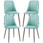 Upholstered Dining Chairs Set of 4, Velvet Accent Chair with Back and Wood-grain Steel Leg for Kitchen, Light Green