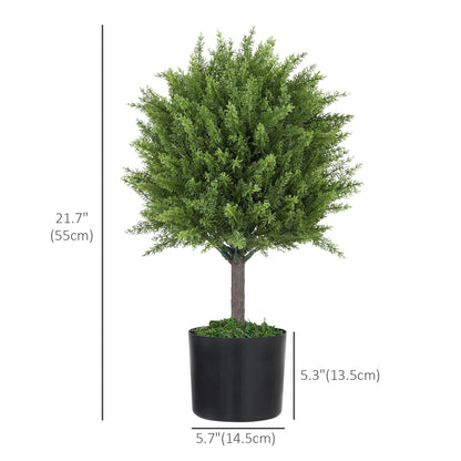Set of 2 Decorative Artificial Plants, Cedar Topiary Trees in Pots, Fake Plants for Home Indoor outdoor Decor, Green