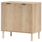 Accent Cabinet with Doors & Adjustable Shelf, Freestanding Storage Cabinet with Wood Legs for Living Room, Oak