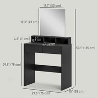 Makeup Vanity Desk with Mirror, for Bedroom, Modern Dressing Table with Drawers, Compartments, Black