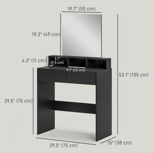 Makeup Vanity Desk with Mirror, for Bedroom, Modern Dressing Table with Drawers, Compartments, Black