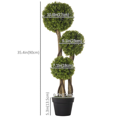 Set of 2 3FT Artificial Tree Bamboo Tree Fake Plants in Pot for Home Office Living Room Decor, Green