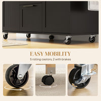 Rolling Kitchen Cart on Wheels with Drop Leaf, Kitchen Island with 3 Drawers, Solid Wood Top and Towel Rack, Black