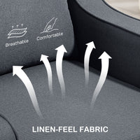 Armchair, Modern Accent Chair with Pocket Spring, Linen Upholstered, Thick Padded, Charcoal Grey