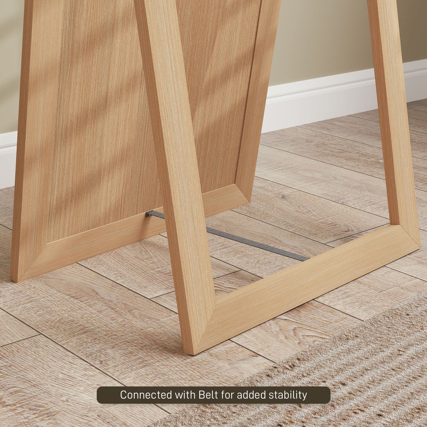 58" x 20" Floor Standing Mirror, Full Body Mirror for Bedroom, Living Room, Oak