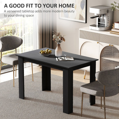 47" Kitchen Table for 4-6 People, Dining Table with Wood Effect for Dining Room, Black