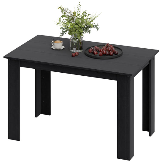 47" Kitchen Table for 4-6 People, Dining Table with Wood Effect for Dining Room, Black