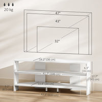 Corner TV Stand, Modern TV Table with 2 Open Shelves for 47 Inch TV, Entertainment Center for Living Room, White