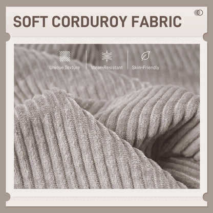 Modern Couch, 3 Seater Sofa, Corduroy Loveseat with Rubberwood Legs and Extra-Wide Seat, Light Grey