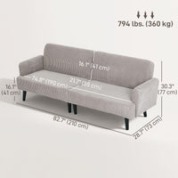 Modern Couch, 3 Seater Sofa, Corduroy Loveseat with Rubberwood Legs and Extra-Wide Seat, Light Grey