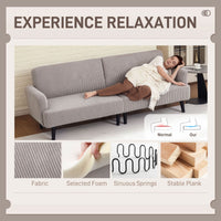 Modern Couch, 3 Seater Sofa, Corduroy Loveseat with Rubberwood Legs and Extra-Wide Seat, Light Grey