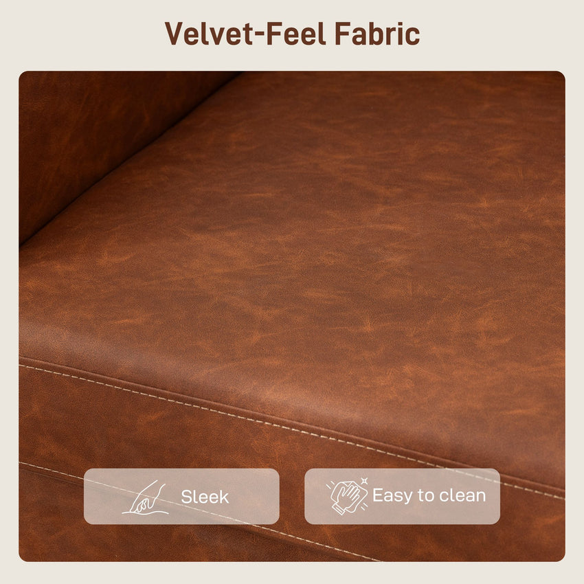 55" Loveseat Sofa, Small 2 Seater Couch with Solid Wood Legs, Modern PU Leather Upholstered Sofa for Small Spaces, Brown