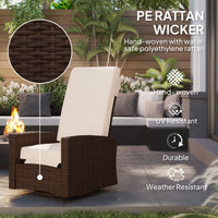 Outdoor Rattan Wicker Lounge Chair with Footrest & Soft Cushion for Patio, Garden, Backyard, Cream White