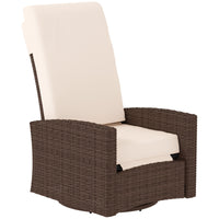 Outdoor Rattan Wicker Lounge Chair with Footrest & Soft Cushion for Patio, Garden, Backyard, Cream White