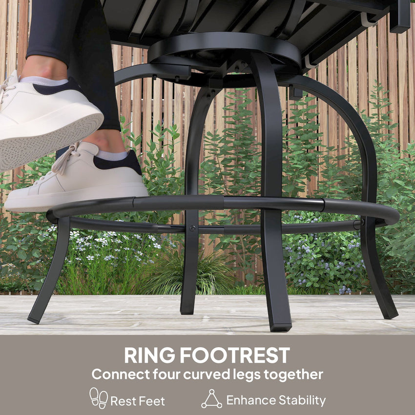 Outdoor Bar Stools Set of 2, Bar Height Swivel Patio Chairs with Cushion, Pillow Footrest for Poolside, Backyard