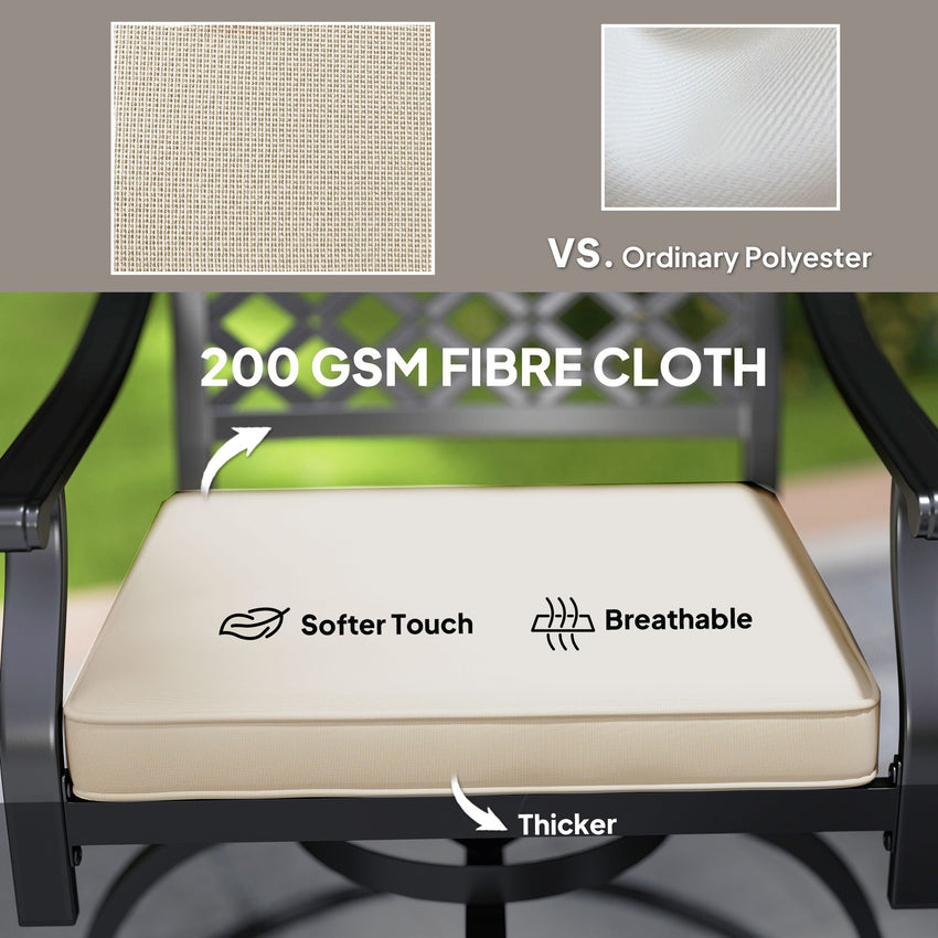 Outdoor Bar Stools Set of 2, Bar Height Swivel Patio Chairs with Cushion, Pillow Footrest for Poolside, Backyard