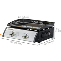 2 Burner Liquefied Gas Grill, Portable Tabletop BBQ Grill, for Camping, Picnic, Silver