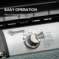 2 Burner Liquefied Gas Grill, Portable Tabletop BBQ Grill, for Camping, Picnic, Silver