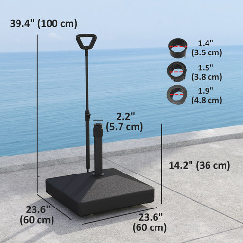 Patio Umbrella Base with Adjustable Wheels and Handle, Outdoor Patio Umbrella Stand, Filled Up to 121lbs with Stand, 99lbs with Water for Garden Poolside, Black