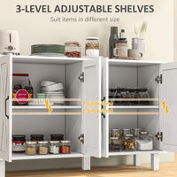 Kitchen Sideboard Cabinet with 4 Barn Doors and 2 Adjustable Shelves, Buffet Table for Living Room, Hallway, White