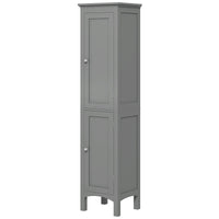 Tall Bathroom Cabinet, Freestanding Storage Organizer with Adjustable Shelves and Cupboards, 15" x 13" x 63", Grey