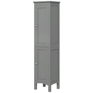 Tall Bathroom Cabinet, Freestanding Storage Organizer with Adjustable Shelves and Cupboards, 15" x 13" x 63", Grey