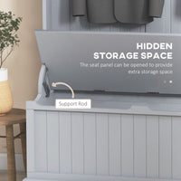 Modern 3-In-1 Entryway Hall Tree with Coat Rack, Bench and Shoe Storage, 5 Hooks for Hallway, Living Room, Grey