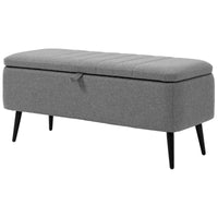 40" Ottoman with Storage, Linen Upholstered Storage Ottoman Bench with Steel Legs for Living Room, Bedroom Grey
