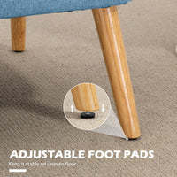 Modern 2 Seat Sofa for Bedroom, Upholstered Two Seater Couch with Rubber Wood Legs, Blue