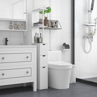 Tall Bathroom Storage Cabinet, Narrow Bathroom Cabinet with Drawers and Open Shelves for Small Spaces, White