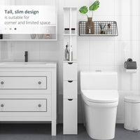 Tall Bathroom Storage Cabinet, Narrow Bathroom Cabinet with Drawers and Open Shelves for Small Spaces, White