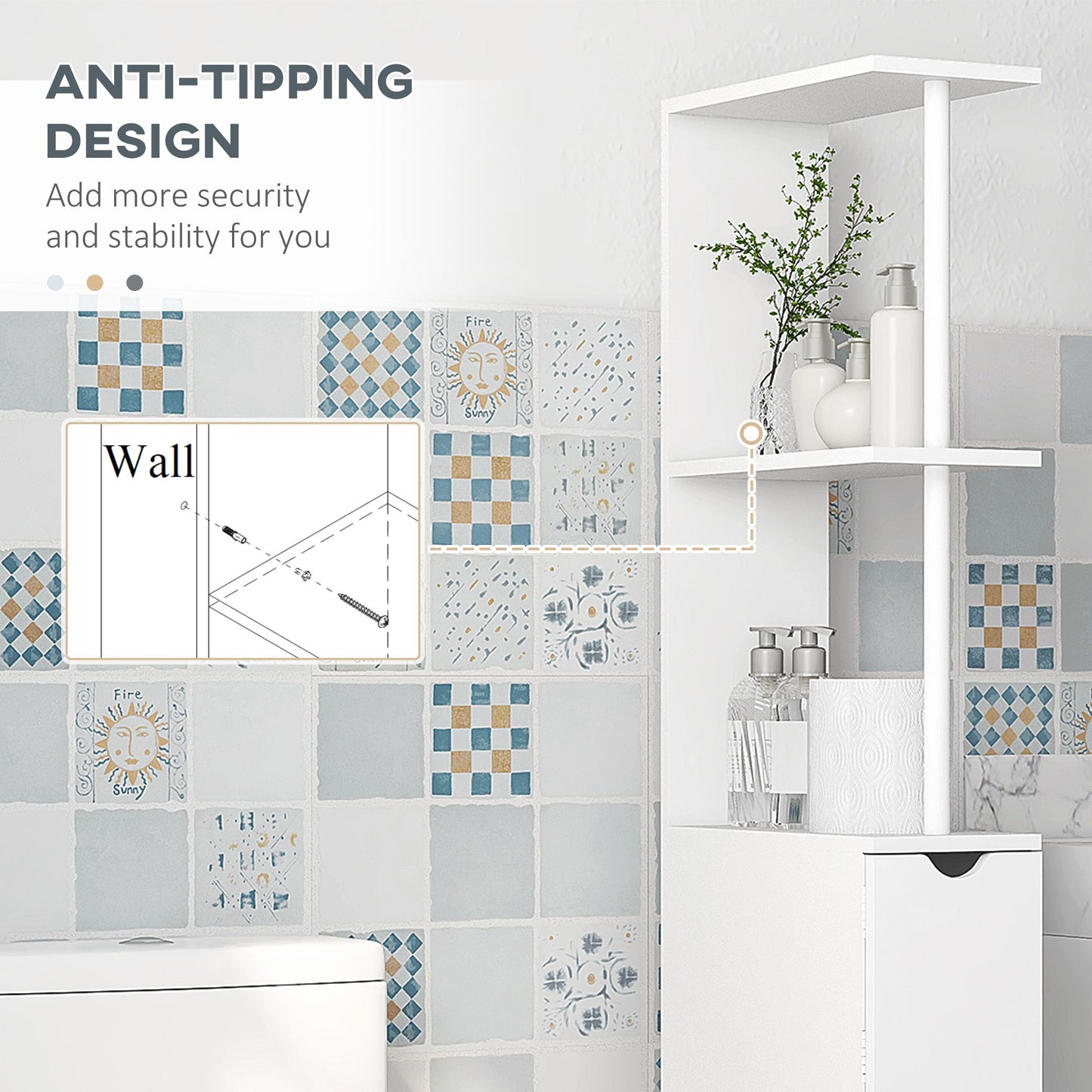 Tall Bathroom Storage Cabinet, Narrow Bathroom Cabinet with Drawers and Open Shelves for Small Spaces, White