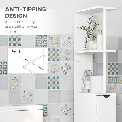Tall Bathroom Storage Cabinet, Narrow Bathroom Cabinet with Drawers and Open Shelves for Small Spaces, White