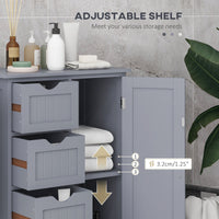Bathroom Storage Cabinet, Floor Cabinet with Adjustable Shelf and 4 Drawers, Side Cabinet for Washroom, Grey