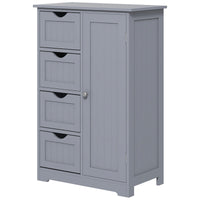 Bathroom Storage Cabinet, Floor Cabinet with Adjustable Shelf and 4 Drawers, Side Cabinet for Washroom, Grey