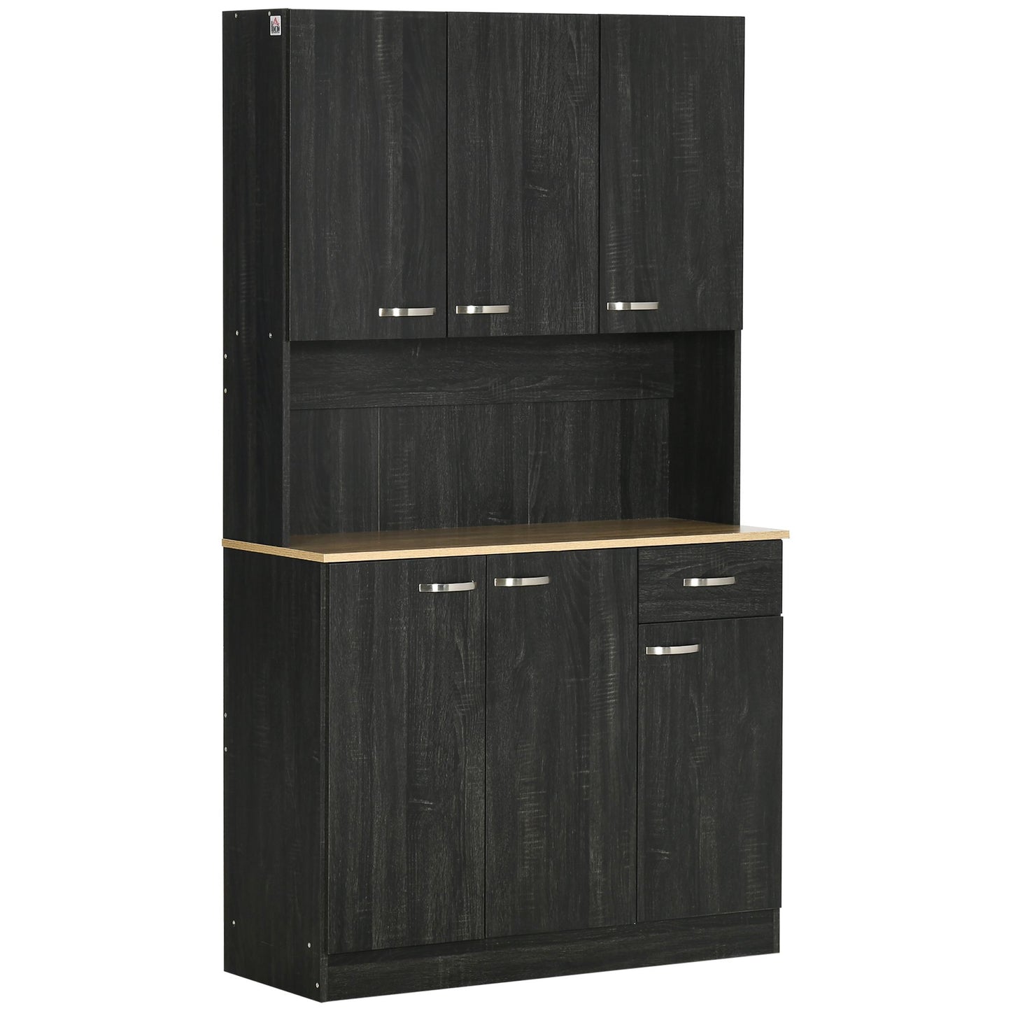 71" Kitchen Buffet with Hutch, Freestanding Kitchen Cabinet with Doors, Drawers, Microwave Counter, Black