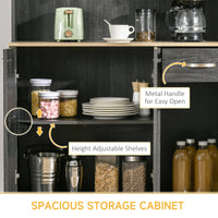 71" Kitchen Buffet with Hutch, Freestanding Kitchen Cabinet with Doors, Drawers, Microwave Counter, Black