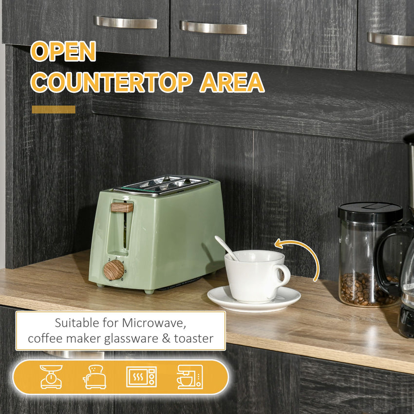 71" Kitchen Buffet with Hutch, Freestanding Kitchen Cabinet with Doors, Drawers, Microwave Counter, Black