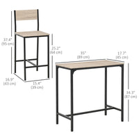 Industrial Bar Table Set Counter Height 3 Piece and 2 High Back Stools Set Dining Table Set for Small Space in the Dining Room