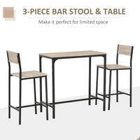 Industrial Bar Table Set Counter Height 3 Piece and 2 High Back Stools Set Dining Table Set for Small Space in the Dining Room