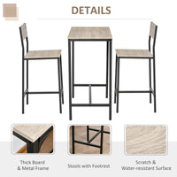 Industrial Bar Table Set Counter Height 3 Piece and 2 High Back Stools Set Dining Table Set for Small Space in the Dining Room