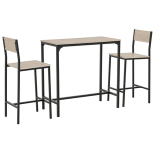 Industrial Bar Table Set Counter Height 3 Piece and 2 High Back Stools Set Dining Table Set for Small Space in the Dining Room