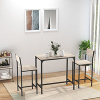 Industrial Bar Table Set Counter Height 3 Piece and 2 High Back Stools Set Dining Table Set for Small Space in the Dining Room