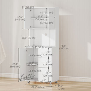 Modern Kitchen Cupboard with Storage Cabinet Hutch, 2 Cabinets, 3 Drawers and Open Countertop, White