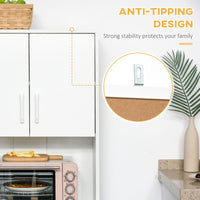 Modern Kitchen Cupboard with Storage Cabinet Hutch, 2 Cabinets, 3 Drawers and Open Countertop, White