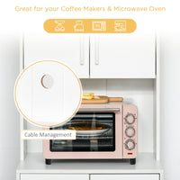 Modern Kitchen Cupboard with Storage Cabinet Hutch, 2 Cabinets, 3 Drawers and Open Countertop, White